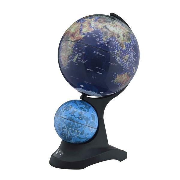 Palacedesigns 18 in. Black & Navy Polyresin Dual Globe, Blue & Black PA3666926